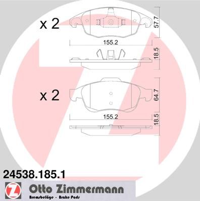 

Тормозные колодки ZIMMERMANN дисковые 24538.185.1