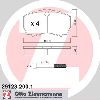 фото Комплект тормозных колодок, дисковый тормоз zimmermann 29123.200.1