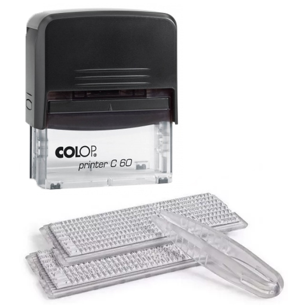 Штамп самонаборный Colop Printer C60 SET-F РУС с рамкой. 2 кассы. 8 строк. Поле: 76х37 мм.