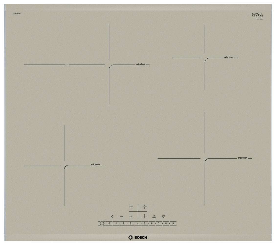 фото Встраиваемая варочная панель индукционная bosch pif673fb1e beige