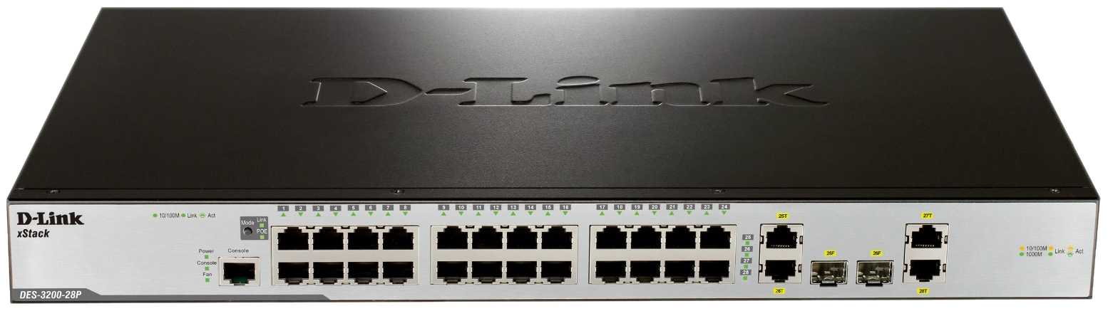 

Коммутатор D-Link xStack DES-3200-28P/C1A Grey/Black, DES-3200