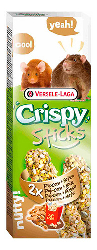 

Лакомство для грызунов VERSELE-LAGA Crispy с попкорном и орехами, 110г, лакомство для грызунов Crispy палочки для крыс и мышей с попкорном и орехами, 110г