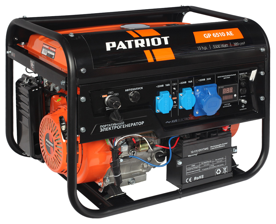 Бензиновый генератор Patriot GP 6510AE 474101580 бензиновый генератор patriot 3000i 474101045