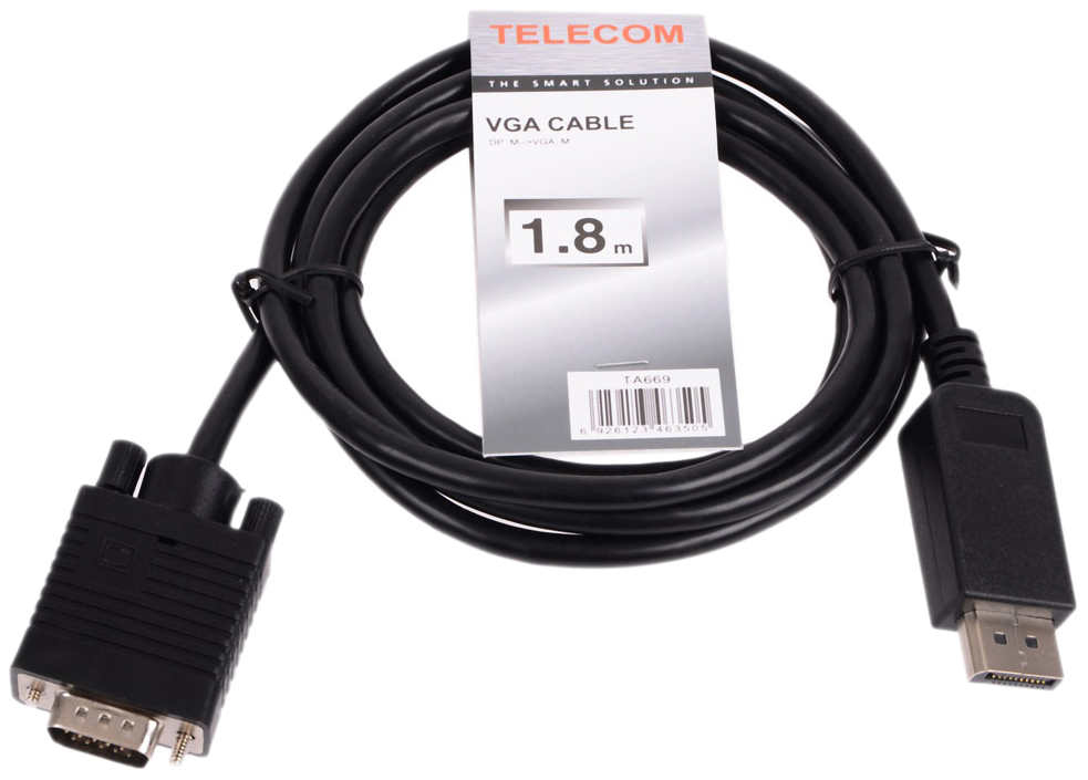 фото Кабель telecom displayport-vga, m-m 1,8м black (ta669-1.8m)