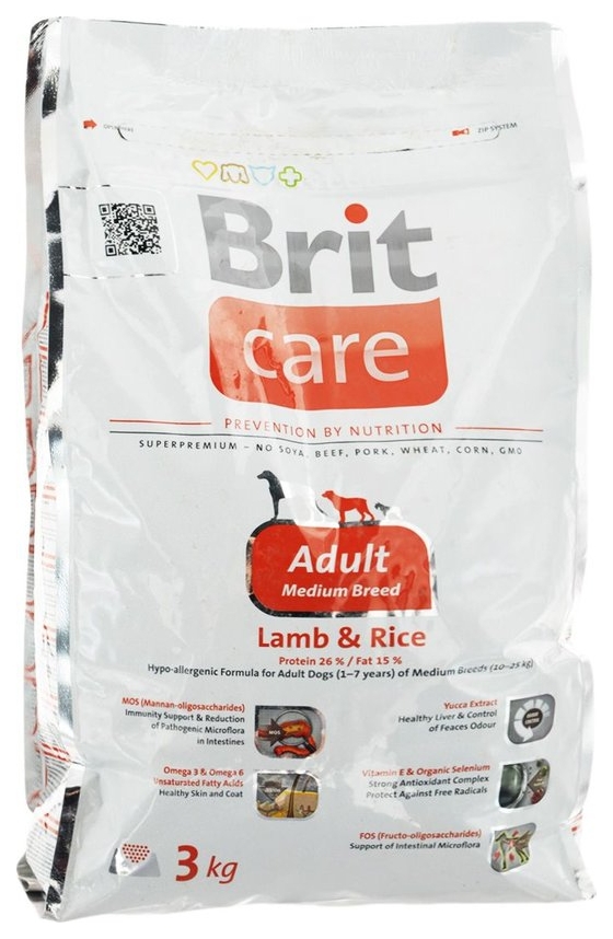 фото Сухой корм для собак brit care adult medium breed, для средних пород, ягненок и рис, 3кг