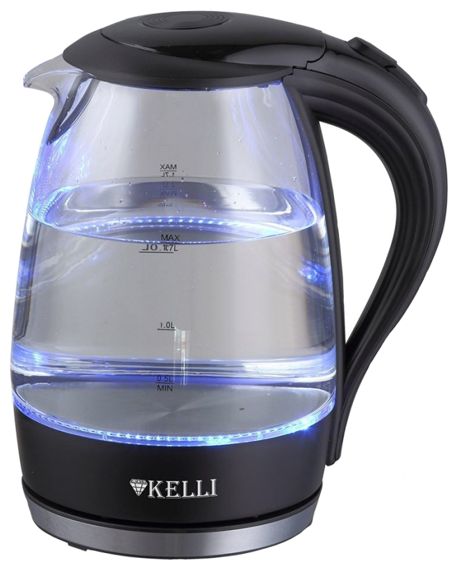 Чайник электрический KELLI KL-1483 1.7 л прозрачный, черный чайник kelli kl 4476 2 5l