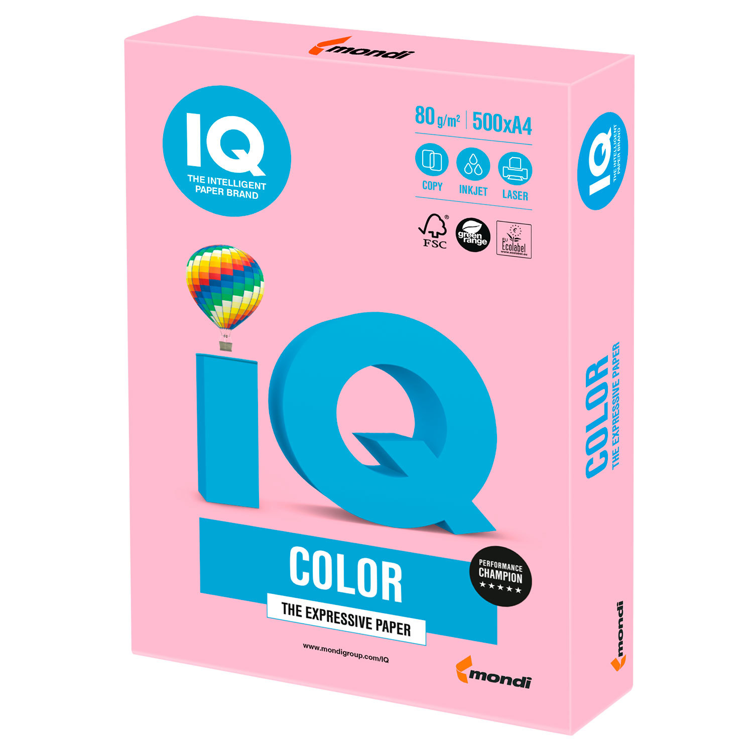 Бумага Mondi Business Paper OPI74 IQ Color pale, А4, 80 г/м2, 500 л, розовый фламинго