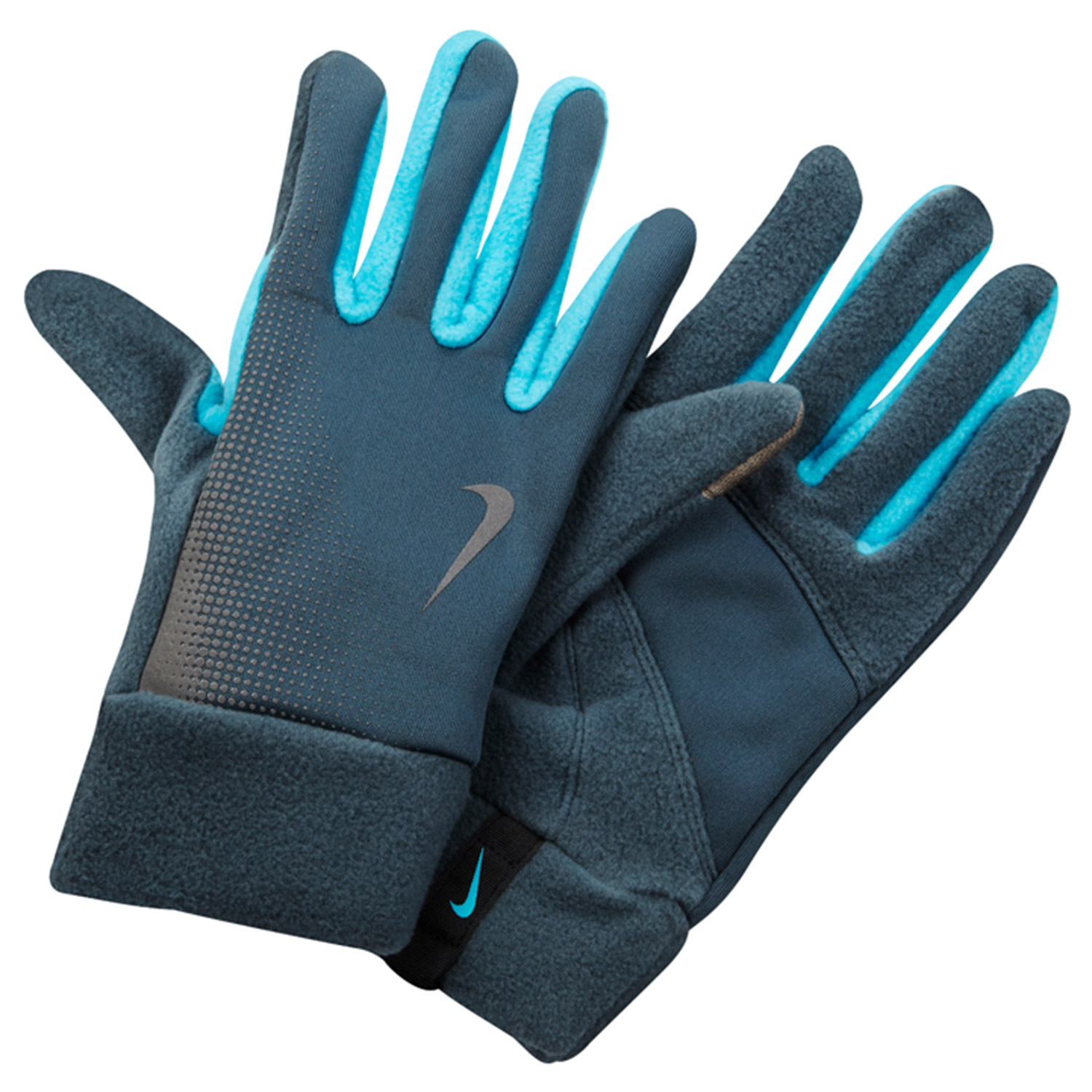 фото Перчатки для бега nike women's tech thermal running gloves серо-синие