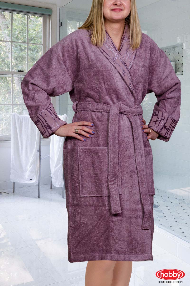 фото Банный халат hobby home collection eliza темно-фиолетовый m hobby home textile
