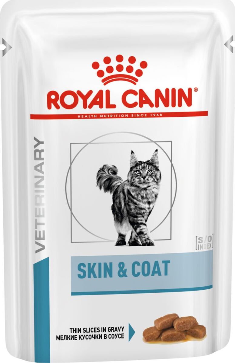 фото Влажный корм для кошек royal canin vcn skin&coat formula, мясо, 85г