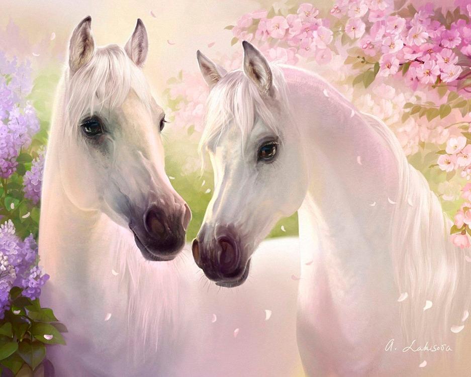 

Алмазная вышивка Алмазное Хобби Белые лошадки, 40x50 см, Белые лошадки