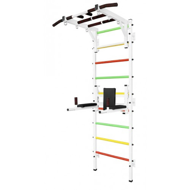 Шведская стенка AstaSport с турником Рукоход, брусьями и упорами под штангу Asta48 Белая