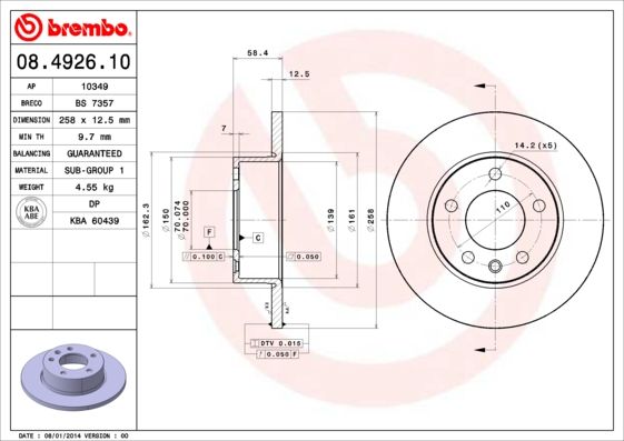 фото Тормозной диск brembo 08.4926.10