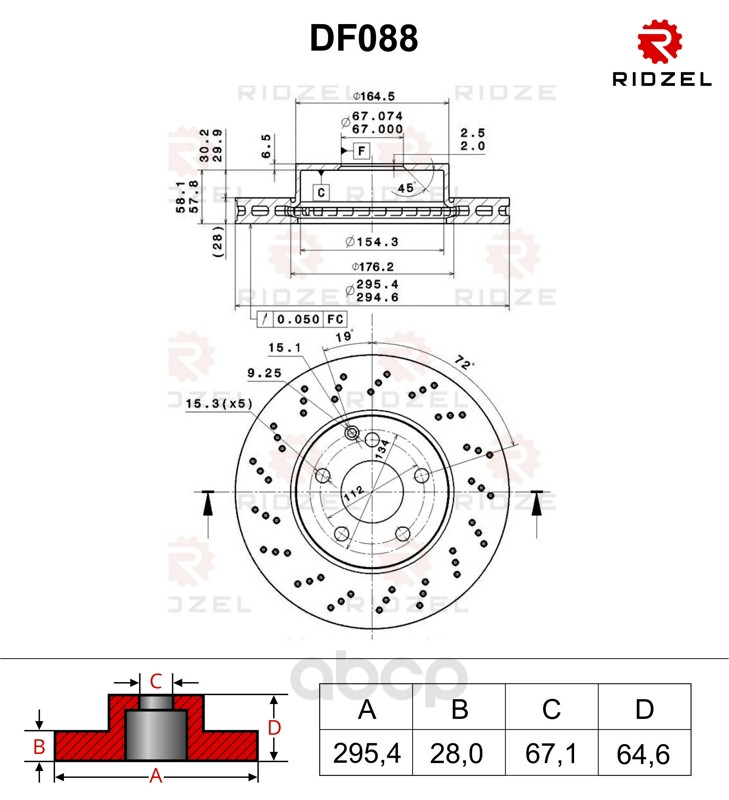 фото Тормозной диск ridzel df088 передний