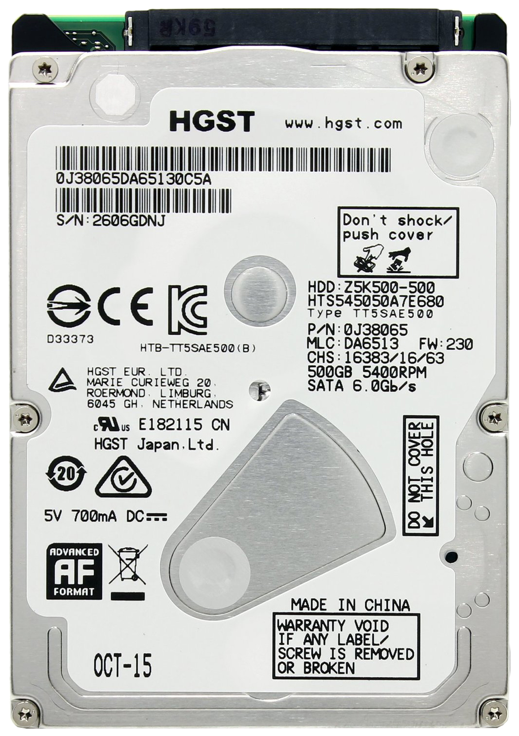 

Жесткий диск HGST Travelstar Z5K500 500ГБ (HTS545050A7E680), Travelstar Z5K500