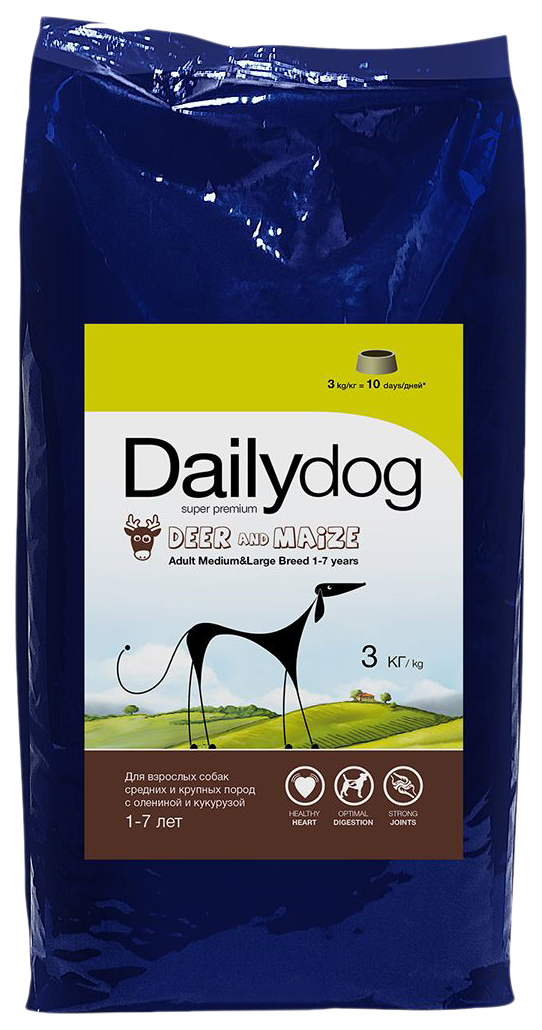 фото Сухой корм для собак dailydog adult medium-large breed, оленина и кукуруза, 3кг