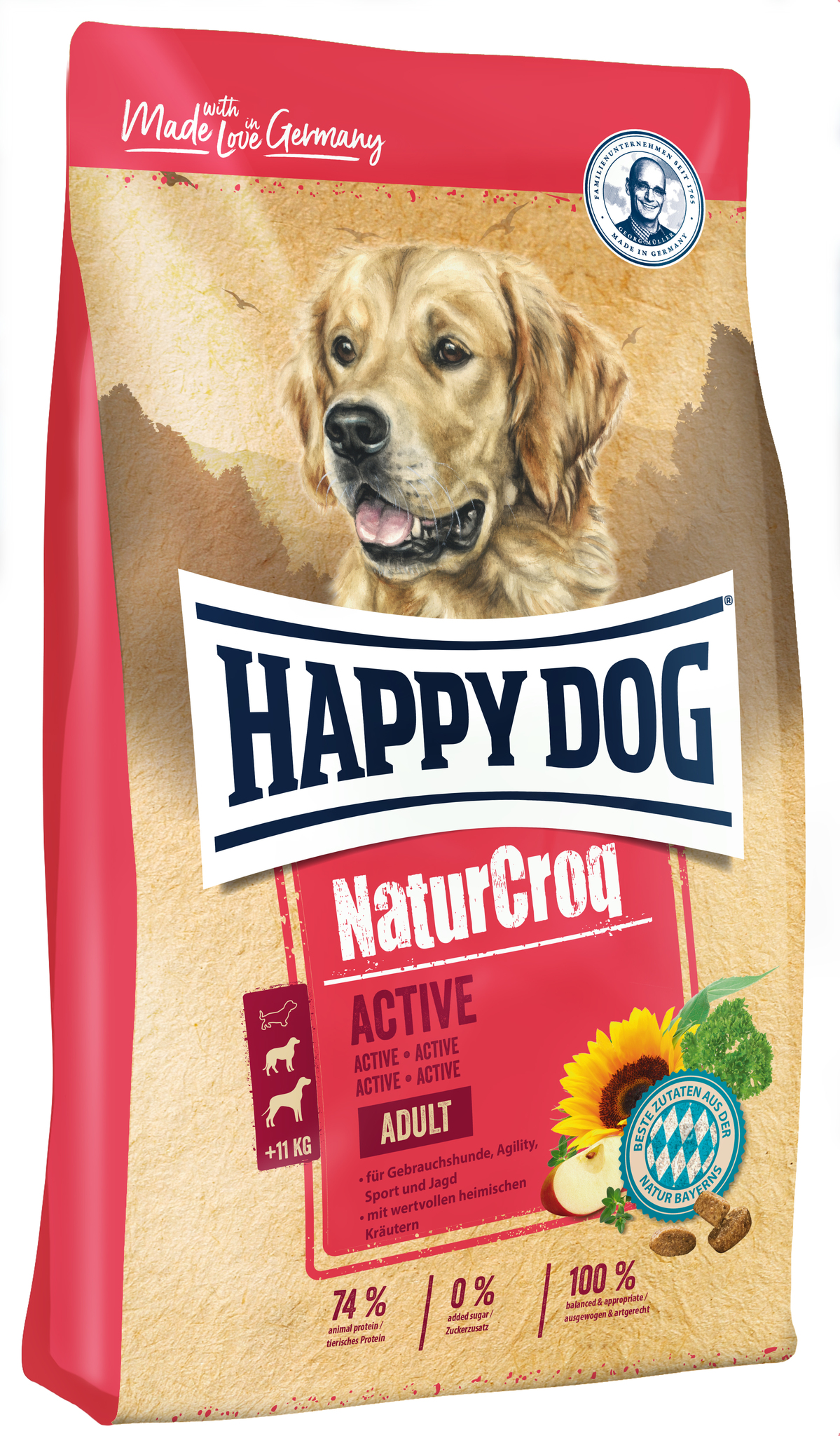 фото Сухой корм для собак happy dog naturecroq active adult, для активных, мясо, 15кг