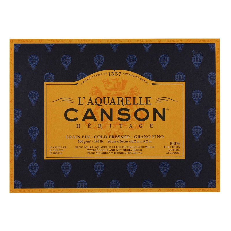 

Canson Блок для акварели Heritage CANSON, 300г/м2, 26х36см, Фин, склейка 20 листов