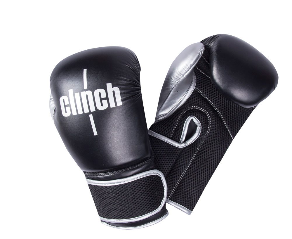 фото Боксерские перчатки clinch aero черные/серебристые 12 унций