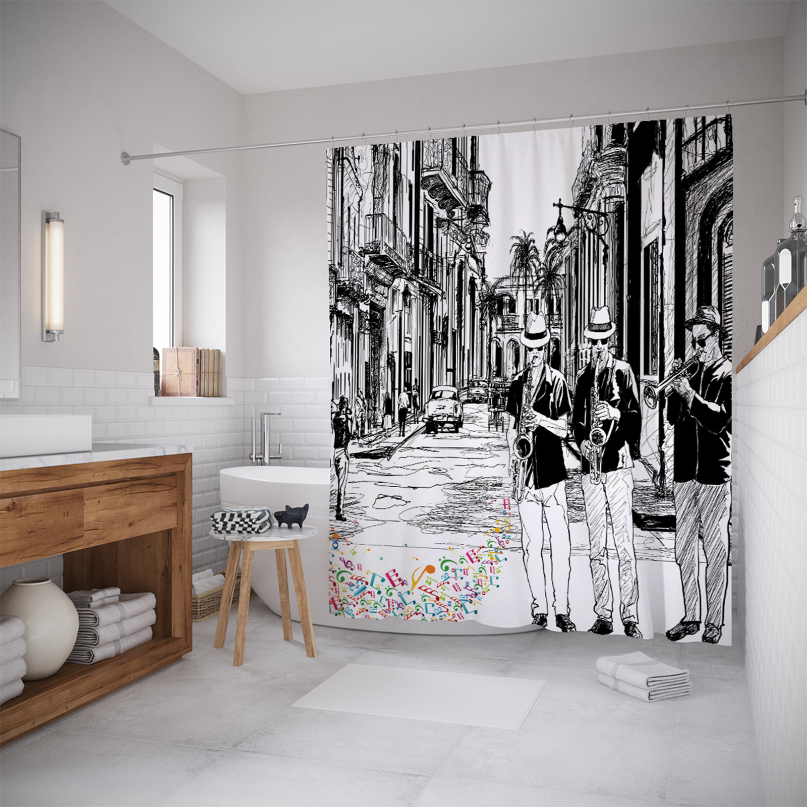 

Шторы для ванной JoyArty «Музыка улиц» 180x200 см, Разноцветный
