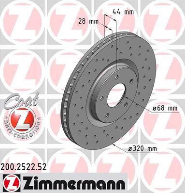 

Тормозной диск ZIMMERMANN 200.2522.52