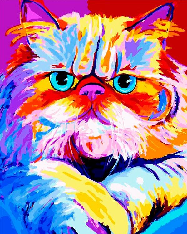 

Картина по номерам Paintboy Радужный кот, 40x50 см, Радужный кот