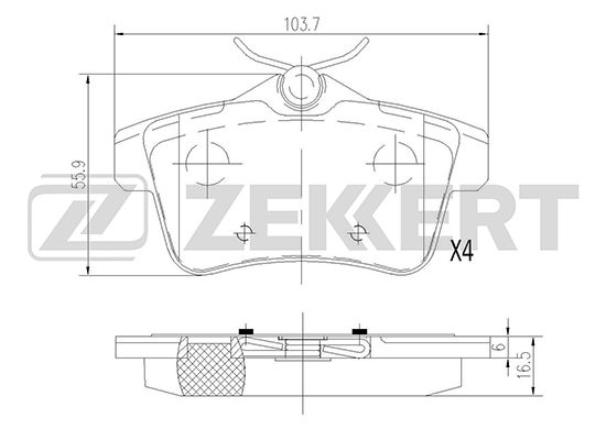 

Тормозные колодки ZEKKERT дисковые BS-1944