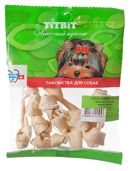 фото Лакомство для собак titbit, кость узловая мини, говядина, 28г