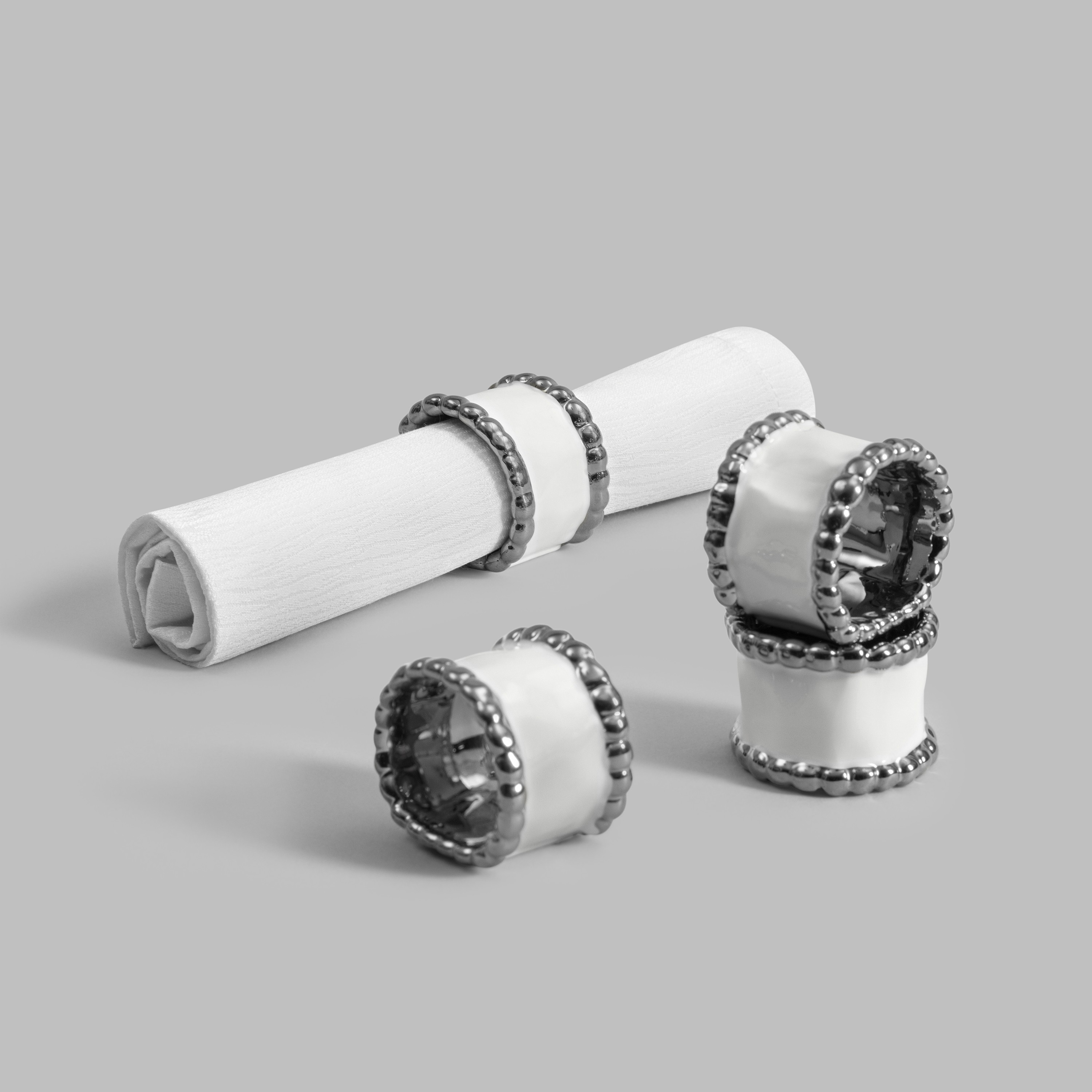 Набор колец для салфеток Togas Бинош 5,3х3,8х4,8 см 4 шт, серебрянный