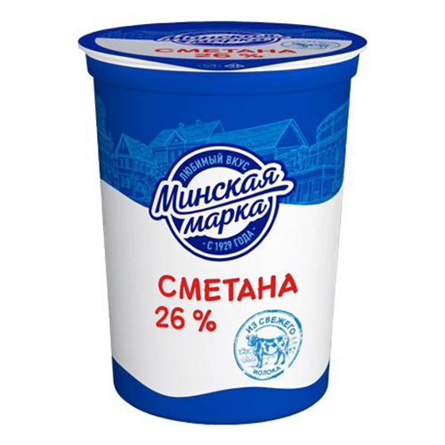 Сметана Минская марка 26% БЗМЖ 380 г