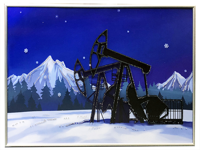 

Картина с кристаллами Нефть большая 2144 40х60 см 1061 кристалл, картина на стекле