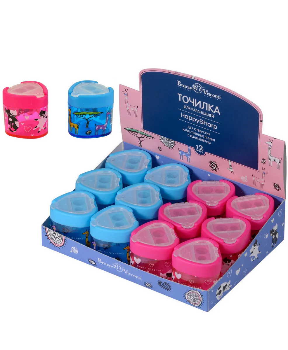 фото Точилки bruno visconti happysharp, 35-0017/12, 12 шт., треугольная с 2-мя отверстиями brunovisconti