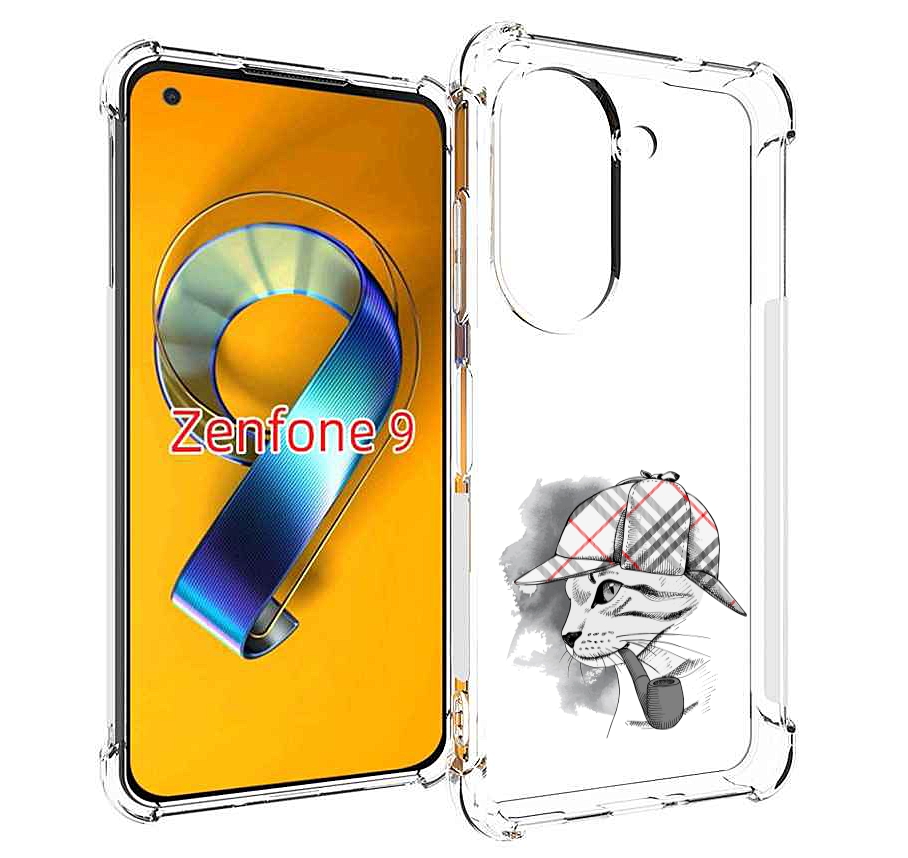 Чехол MyPads кошка с трубкой для Asus Zenfone 9 (AI2202)