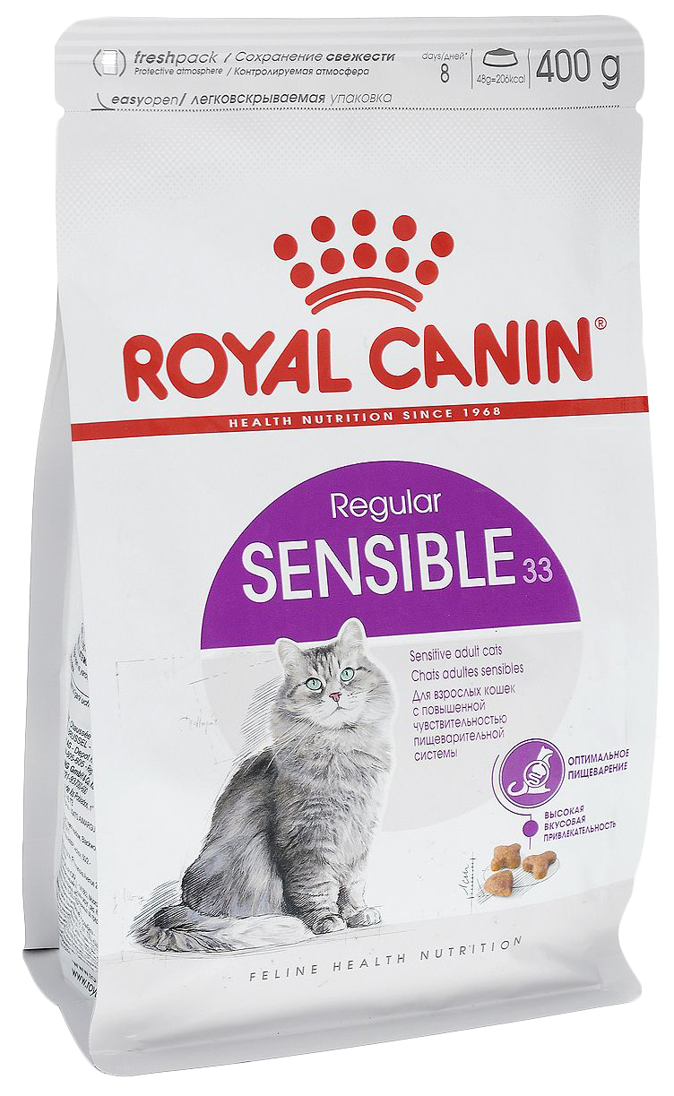 Сухой корм для кошек ROYAL CANIN Sensible 33 для взрослых кошек, 400 г