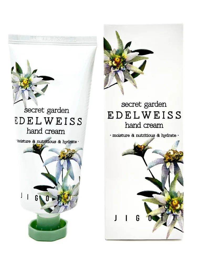 Jigott Крем для рук корейский увлажняющий, с экстрактом Эдельвейса, Secret Garden Edelweis