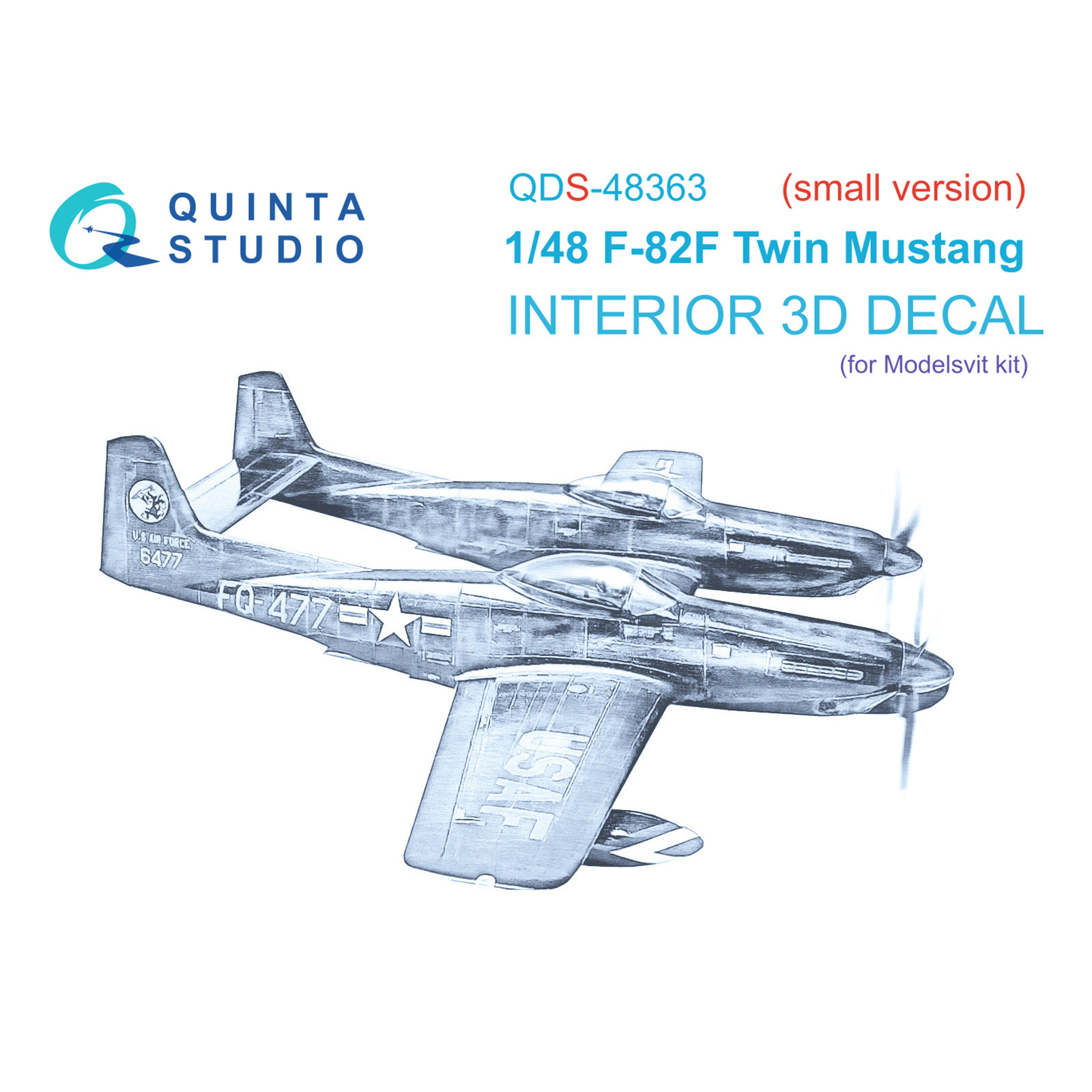 

3D Декаль интерьера Quinta Studio 1/48 кабины F-82F Twin Mustang Modelsvit QDS-48363, Однотонный