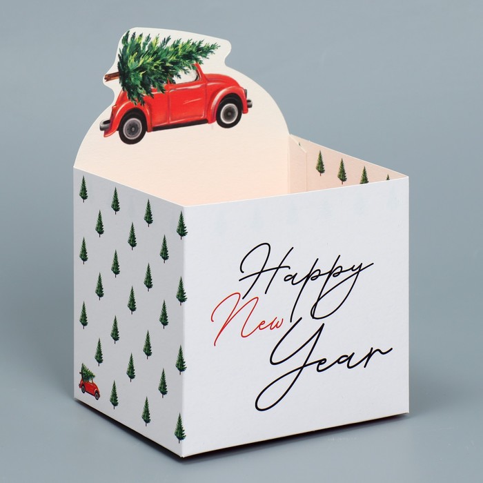 

Коробка для мини-букетов Дарите Счастье Happy New Year 12 х 17 х 10 см, Разноцветный