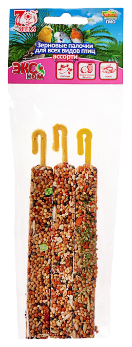 Зерновые палочки для птиц Seven Seeds Эконом овощи тропическкие фруктыорех 75 г 3 шт 469₽