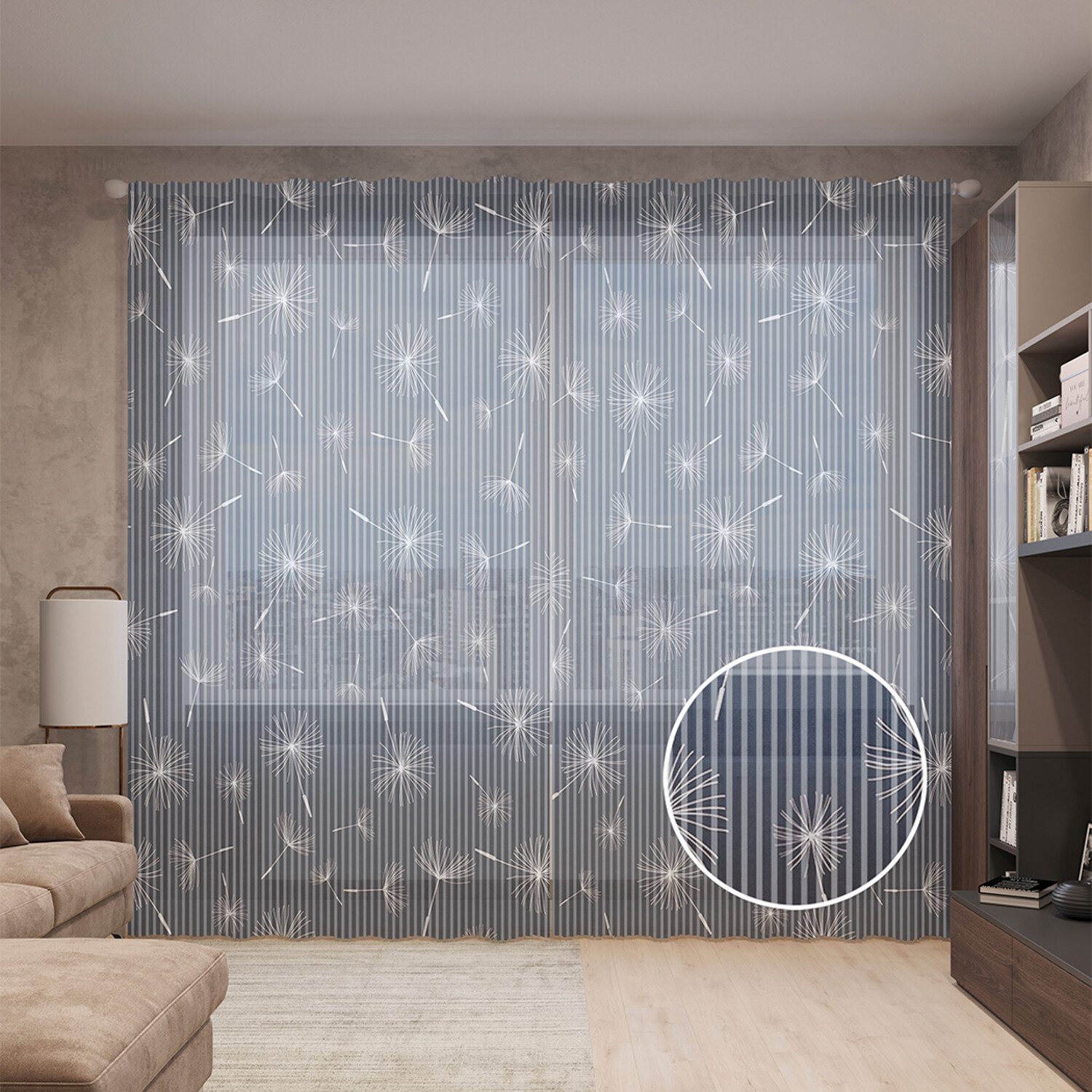 

Тюль вуаль на шторной ленте с принтом JoyArty "Полеты семян одуванчика", 310х265 см, Полеты семян одуванчика