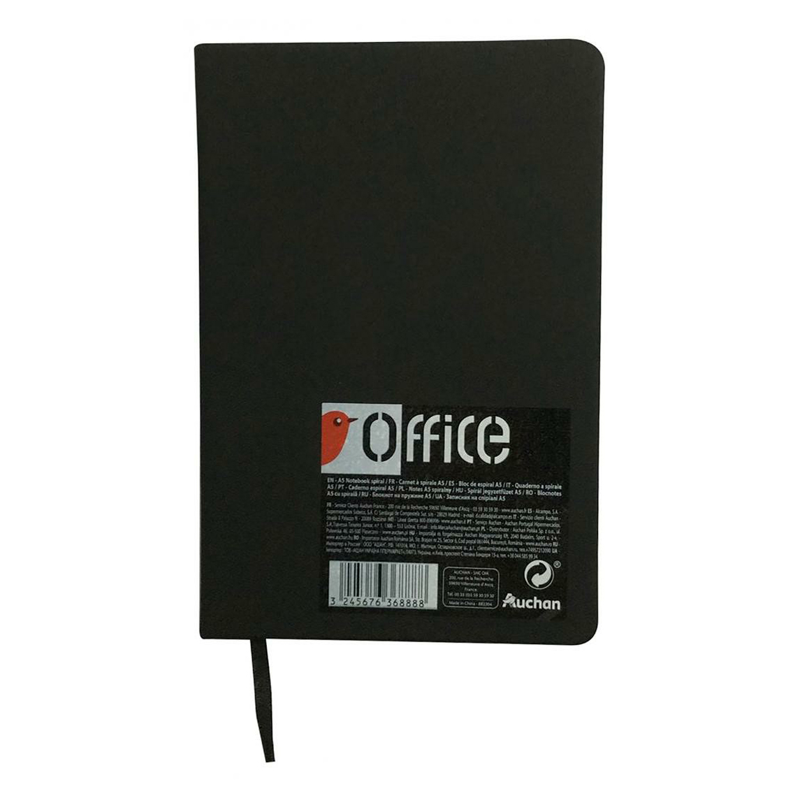 

Записная книжка АШАН Красная птица Office А5 черная 96 листов