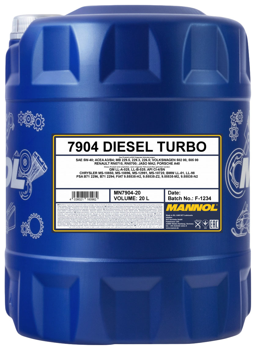 фото Mannol diesel turbo 5w-40 20 л. синтетическое моторное масло 5w-40 1052