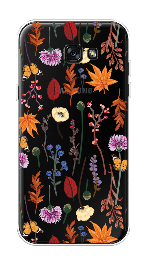 

Чехол на Samsung Galaxy A7 2017 "Orange Purple flowers", Оранжевый;красный;розовый;желтый;прозрачный, 20950-1