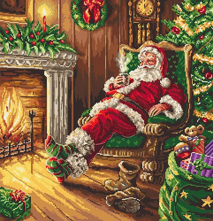 

Набор для вышивания LetiStitch Santa's rest by the chimney