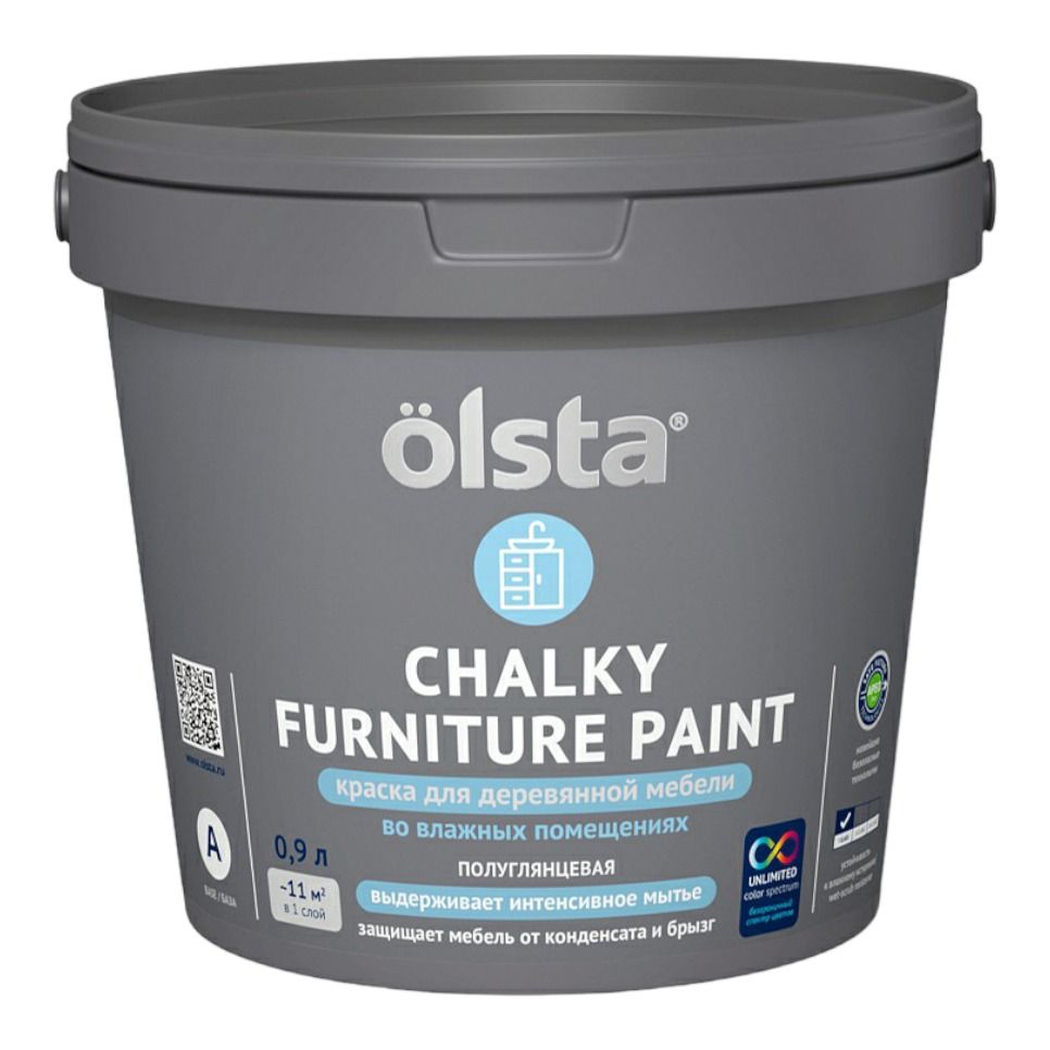 фото Краска водно-дисперсионная акриловая olsta полуглянцевая chalky furniture paint 900 мл