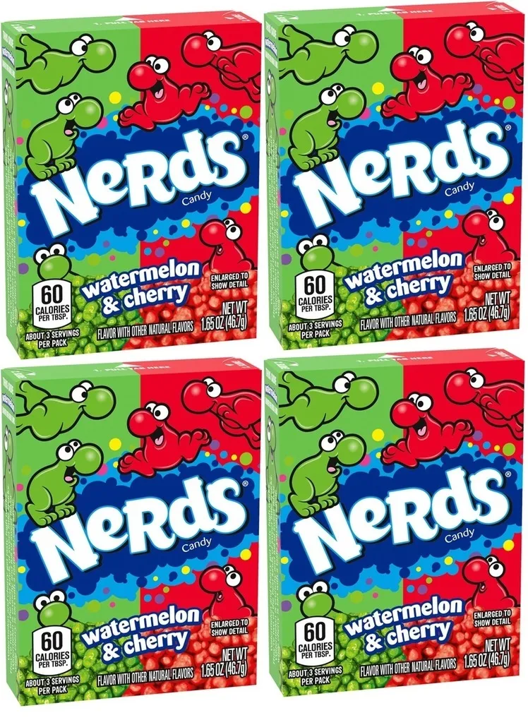 

Жевательные Конфеты Nerds Wonka Cherry & Watermelon (США) 47 г по 4шт, Конфеты