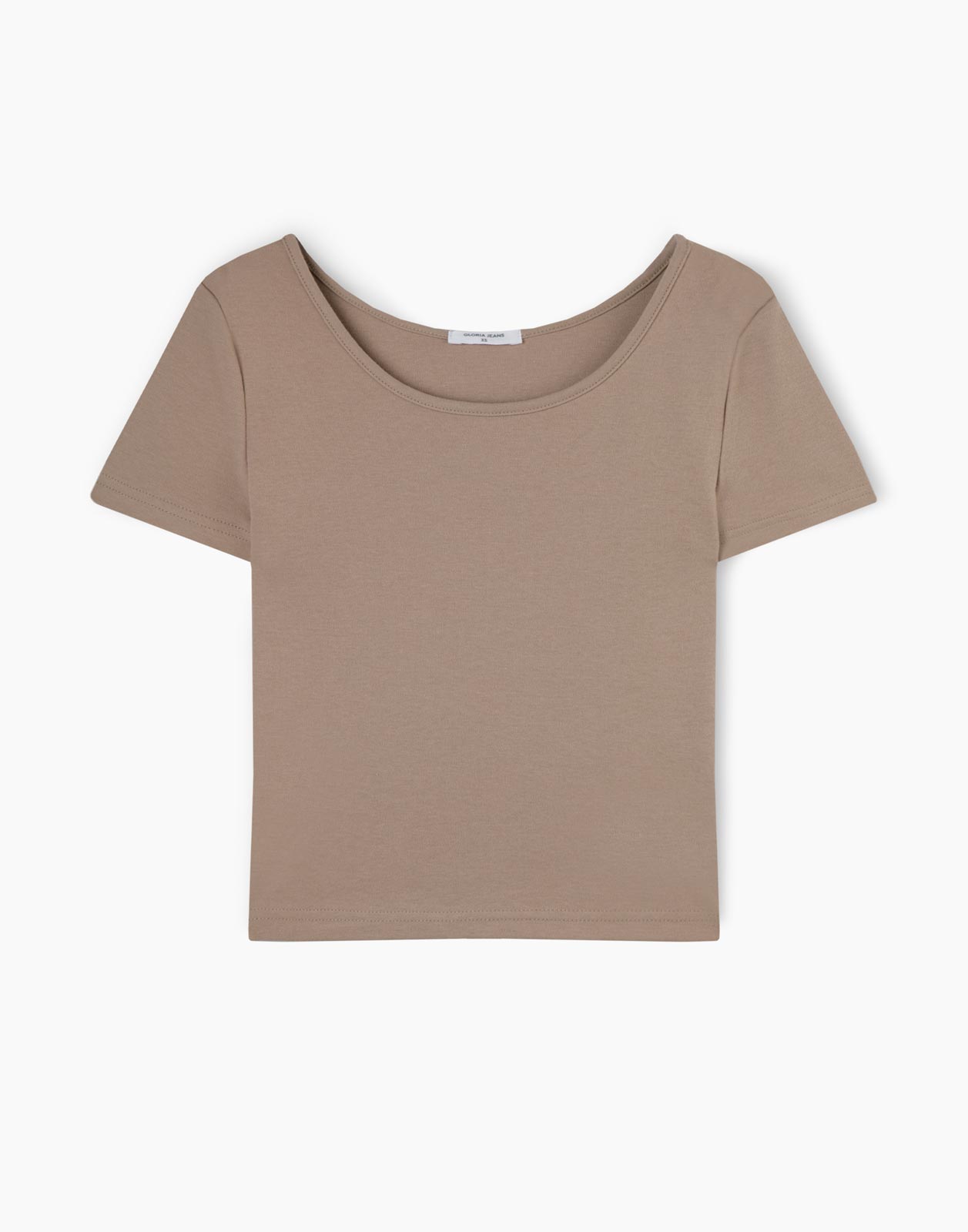 

Футболка женская Gloria Jeans GKT019345 бежевая XS, Бежевый, GKT019345
