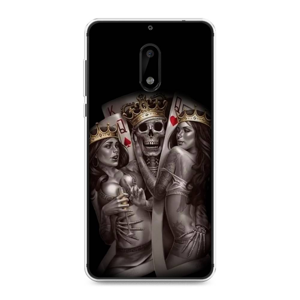 

Чехол на Nokia 6 "Карты король и королевы", Серый;желтый, 120350-6