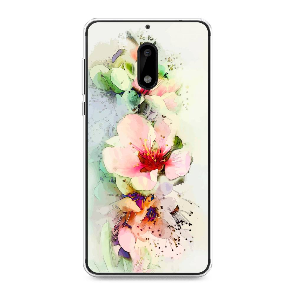 

Чехол на Nokia 6 "Нежные цветы", Зеленый;розовый, 120350-2