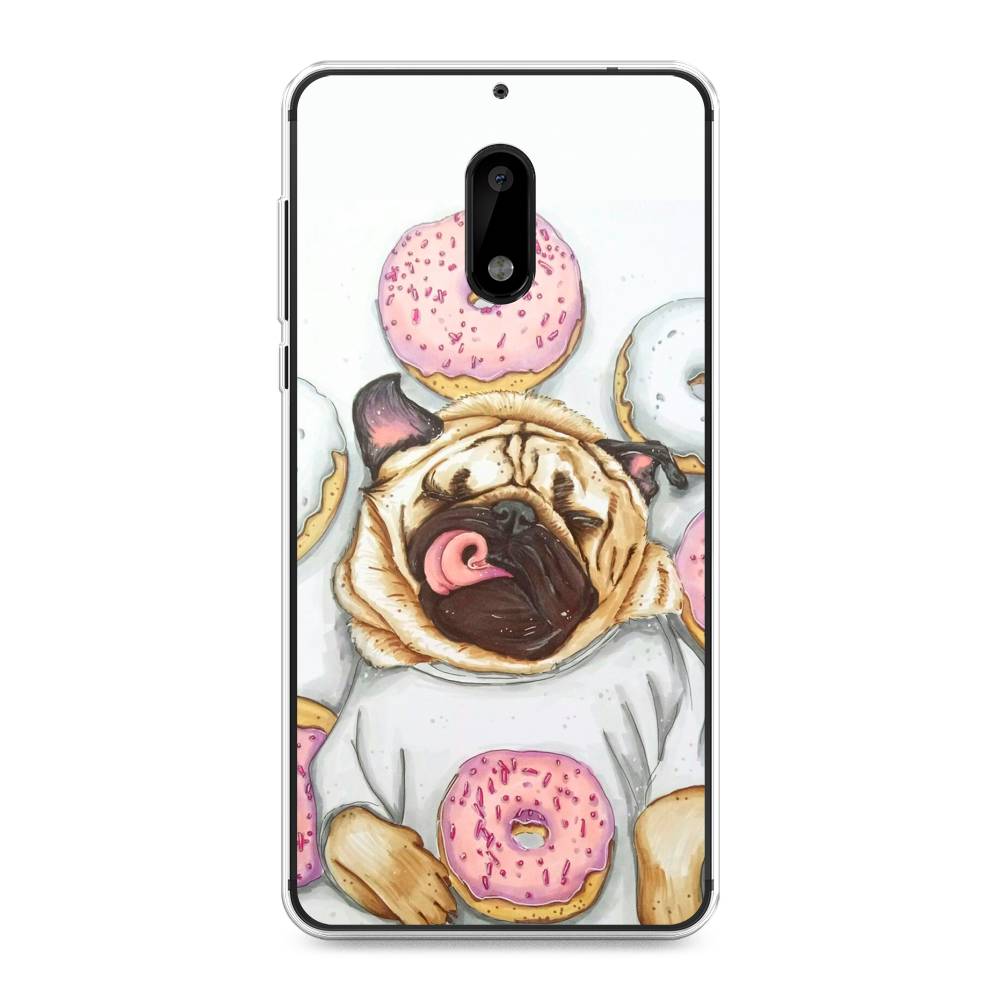 

Чехол на Nokia 6 "Счастливый мопс", Розовый;бежевый;коричневый, 120350-1