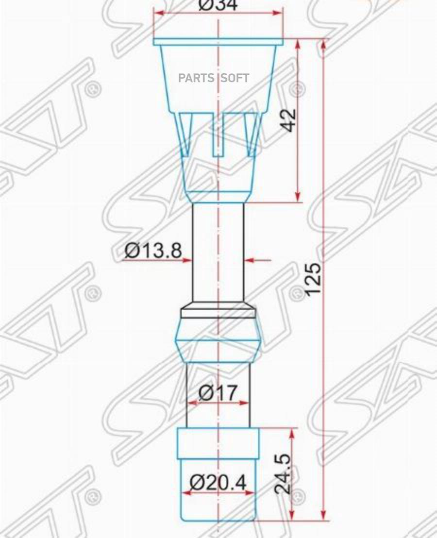 

SAT ST-30520-PWA-003-TIP Наконечник катушки HONDA LDA1/LDA2/L13 30520-PWA-003 1шт